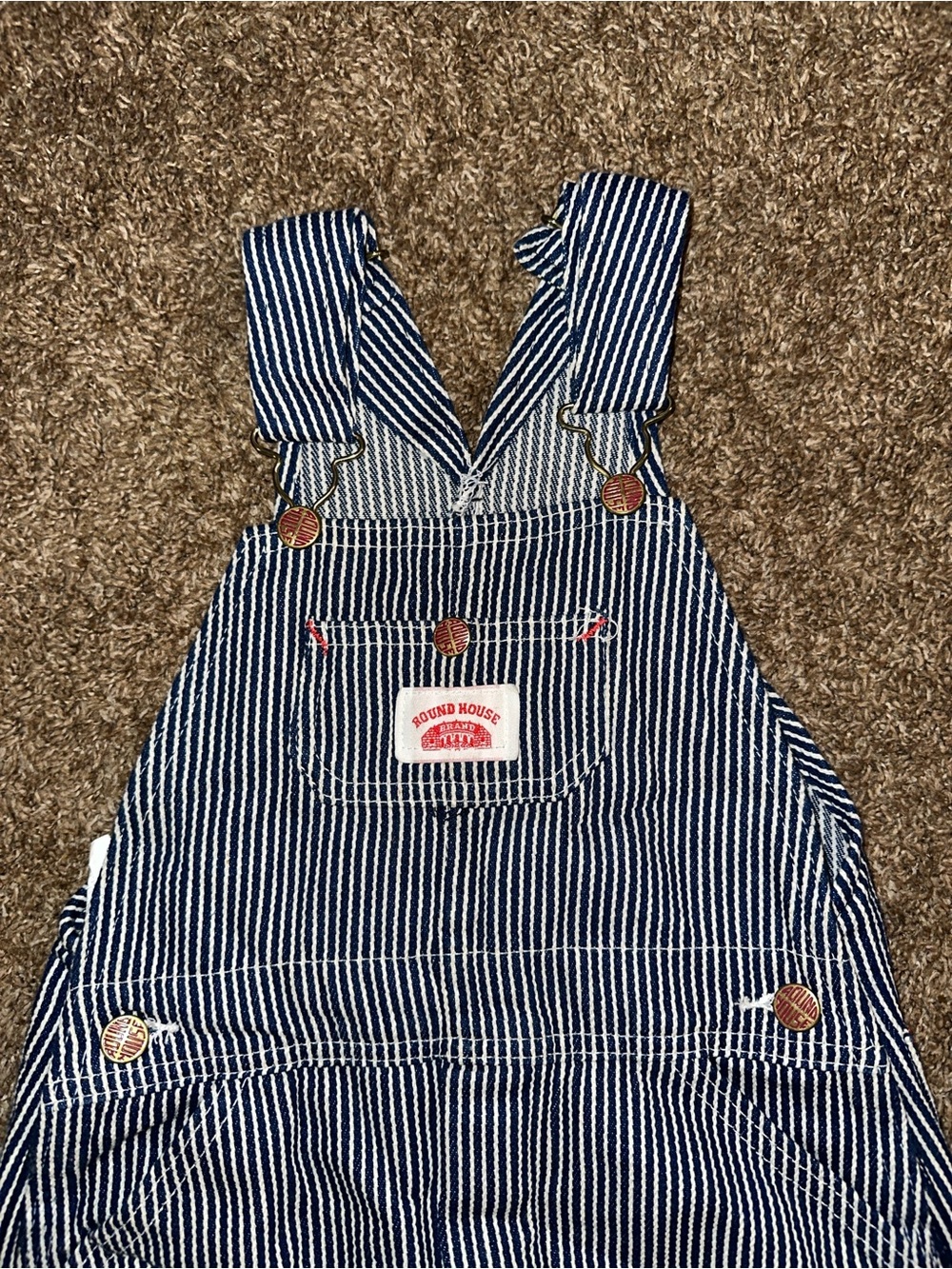 Round House Kids Navy Stripe Overalls